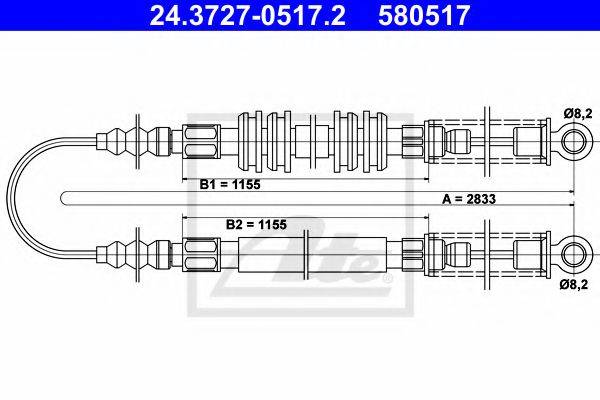 Трос, стояночная тормозная система ATE 24.3727-0517.2