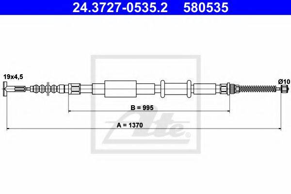 Трос, стояночная тормозная система ATE 24.3727-0535.2