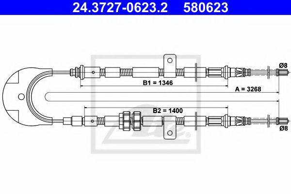 Трос, стояночная тормозная система ATE 24.3727-0623.2