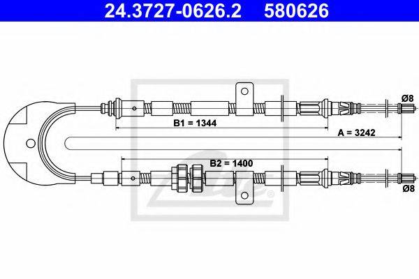 Трос, стояночная тормозная система ATE 24.3727-0626.2