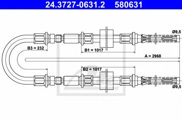 Трос, стояночная тормозная система ATE 24.3727-0631.2