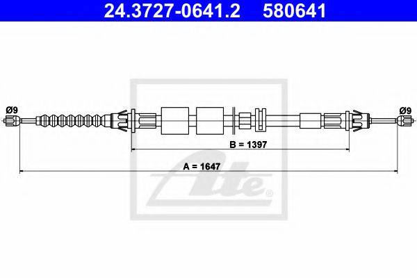 Трос, стояночная тормозная система ATE 24.3727-0641.2
