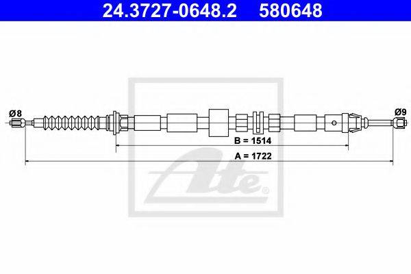Трос, стояночная тормозная система ATE 24.3727-0648.2