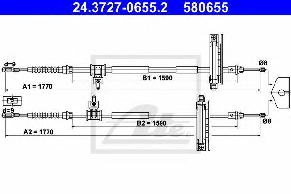 ATE 24372706552 Трос, стояночная тормозная система