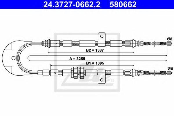 Трос, стояночная тормозная система ATE 24.3727-0662.2