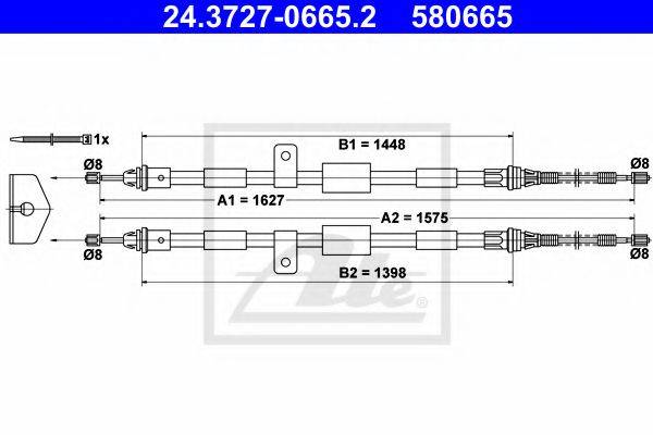 Трос, стояночная тормозная система ATE 24.3727-0665.2