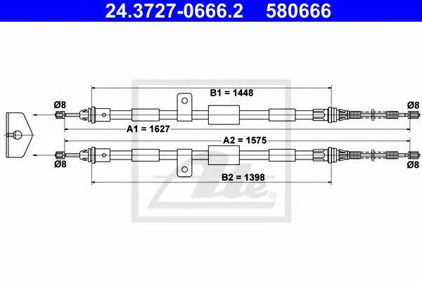 Трос, стояночная тормозная система ATE 24.3727-0666.2