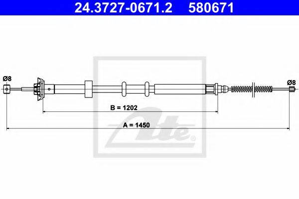 Трос, стояночная тормозная система ATE 24.3727-0671.2