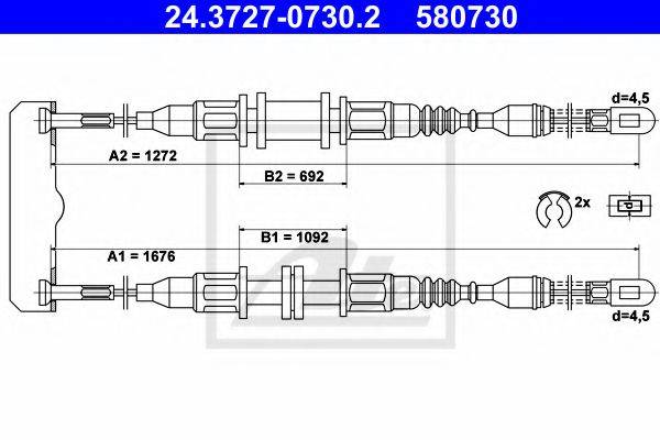 Трос, стояночная тормозная система ATE 24.3727-0730.2