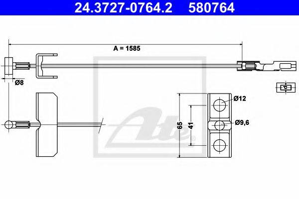 Трос, стояночная тормозная система ATE 24.3727-0764.2
