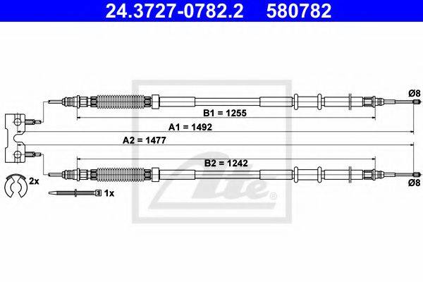 Трос, стояночная тормозная система ATE 24.3727-0782.2