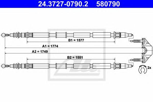 Трос, стояночная тормозная система ATE 24.3727-0790.2