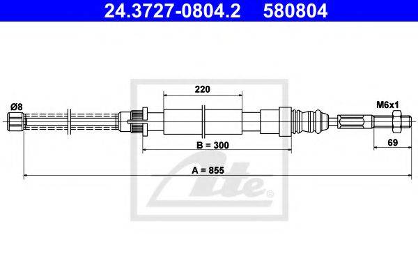 Трос, стояночная тормозная система ATE 24.3727-0804.2