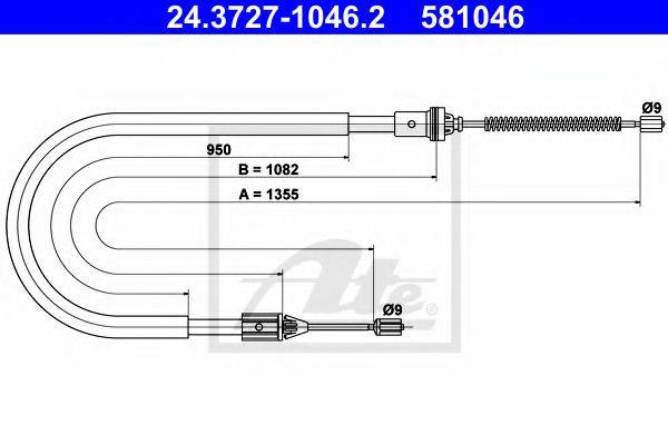 Трос, стояночная тормозная система ATE 24.3727-1046.2