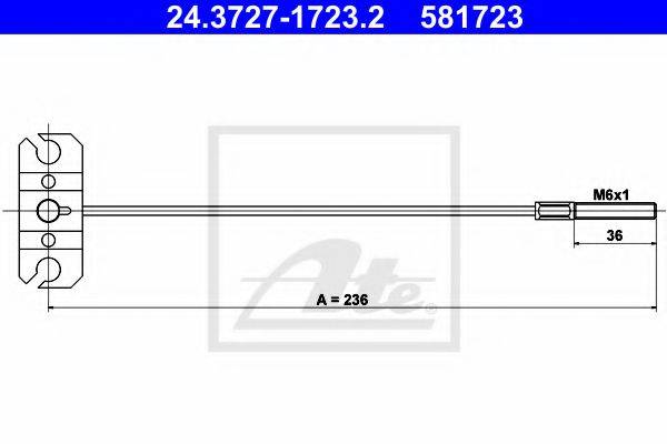 Трос, стояночная тормозная система ATE 24.3727-1723.2