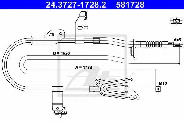 Трос, стояночная тормозная система ATE 24.3727-1728.2