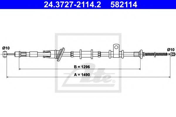 Трос, стояночная тормозная система ATE 24.3727-2114.2