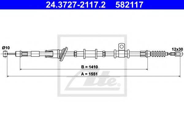 Трос, стояночная тормозная система ATE 24.3727-2117.2