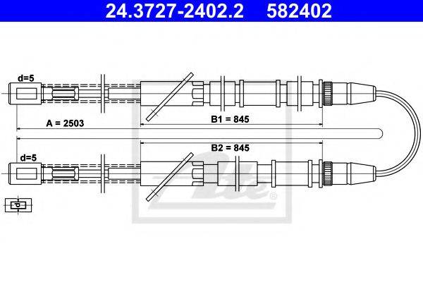 Трос, стояночная тормозная система ATE 24.3727-2402.2