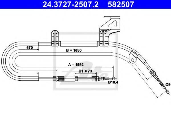 Трос, стояночная тормозная система ATE 24.3727-2507.2