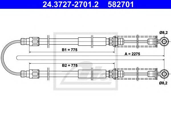 Трос, стояночная тормозная система ATE 24.3727-2701.2