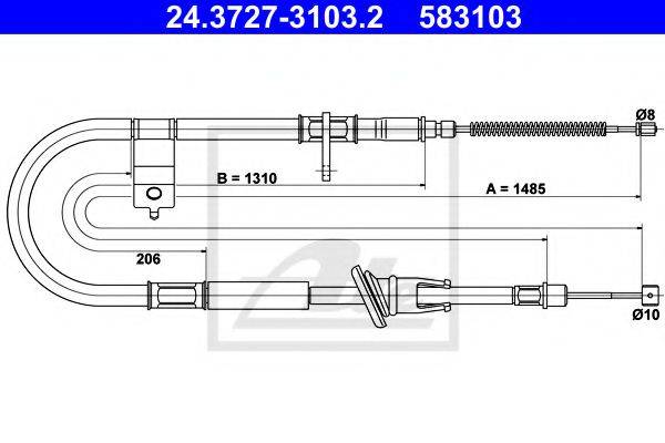 Трос, стояночная тормозная система ATE 24.3727-3103.2