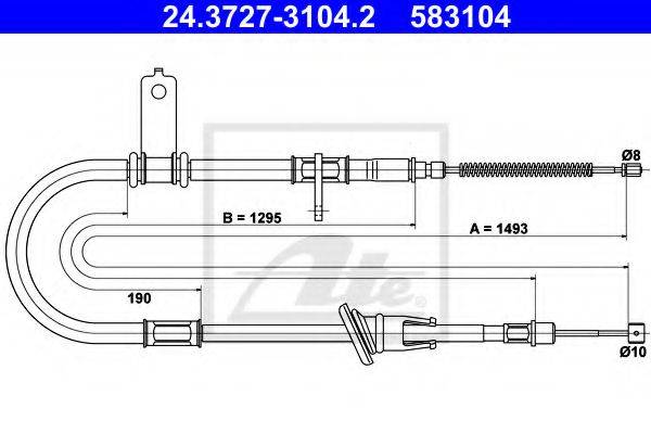Трос, стояночная тормозная система ATE 24.3727-3104.2