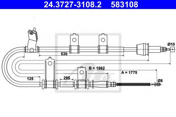 Трос, стояночная тормозная система ATE 24.3727-3108.2