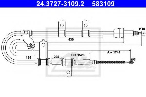 Трос, стояночная тормозная система ATE 24.3727-3109.2