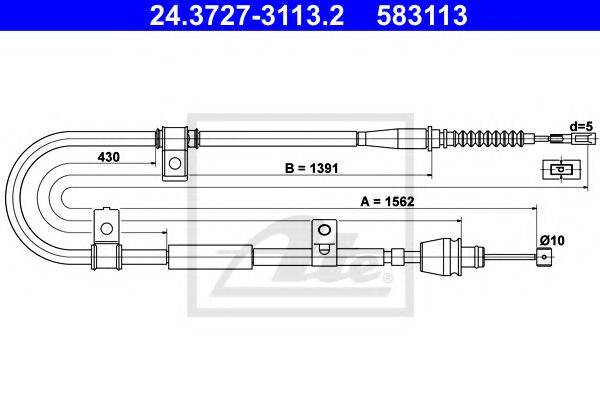 Трос, стояночная тормозная система ATE 24.3727-3113.2