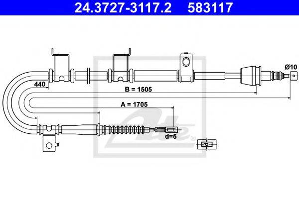 Трос, стояночная тормозная система ATE 24.3727-3117.2