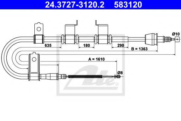 Трос, стояночная тормозная система ATE 24.3727-3120.2