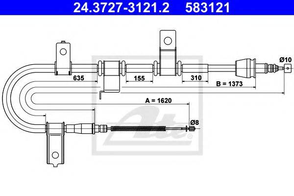 Трос, стояночная тормозная система ATE 24.3727-3121.2