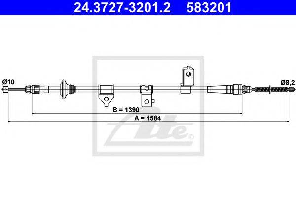 Трос, стояночная тормозная система ATE 24.3727-3201.2