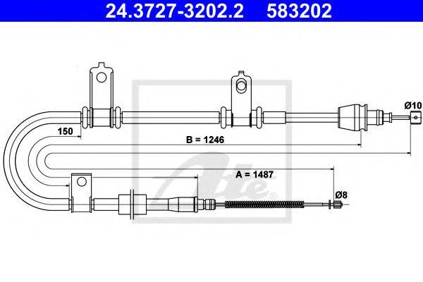 ATE 24372732022 Трос, стояночная тормозная система