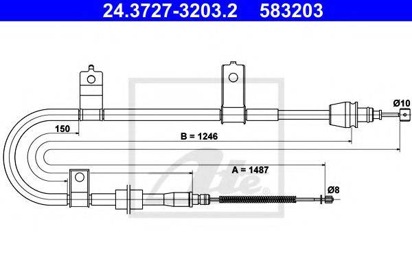 Трос, стояночная тормозная система ATE 24.3727-3203.2