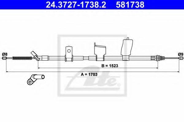 Трос, стояночная тормозная система ATE 24.3727-1738.2
