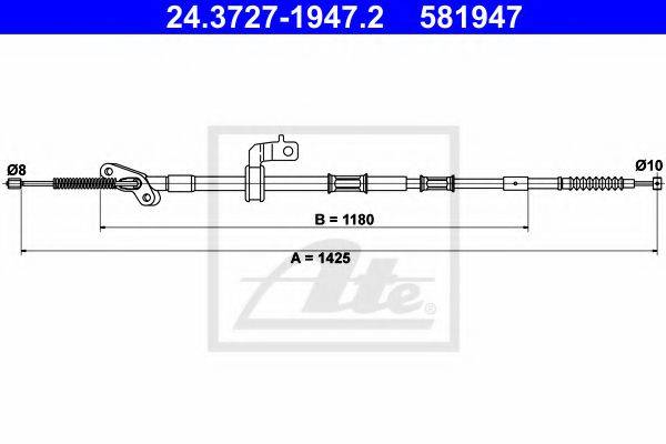 Трос, стояночная тормозная система ATE 24.3727-1947.2