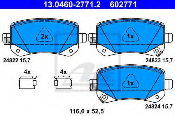 Комплект тормозных колодок, дисковый тормоз ATE 13.0460-2771.2