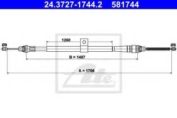 Трос, стояночная тормозная система ATE 24.3727-1744.2