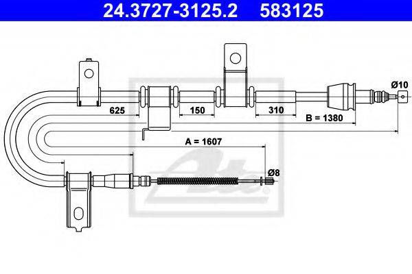 Трос, стояночная тормозная система ATE 24.3727-3125.2