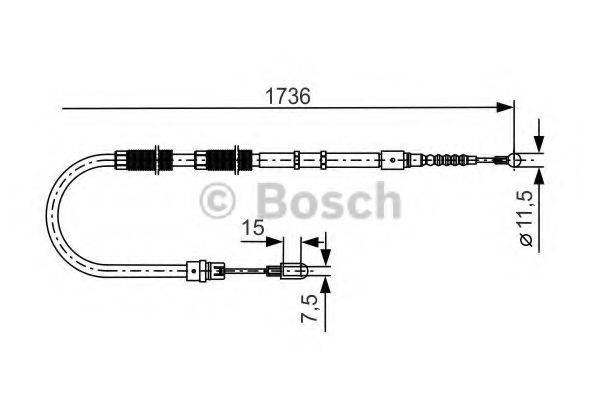 BOSCH 1987477257 Трос, стояночная тормозная система