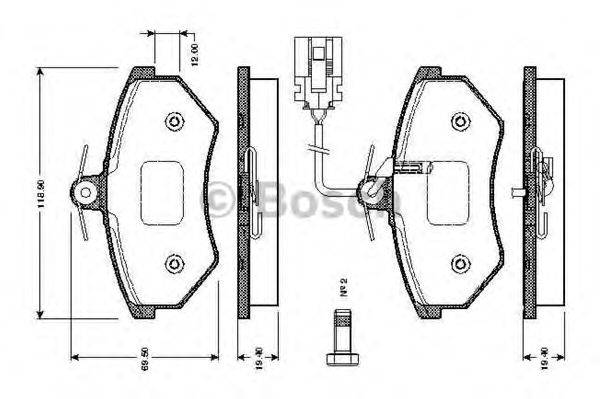 Комплект тормозных колодок, дисковый тормоз BOSCH 0 986 TB2 072