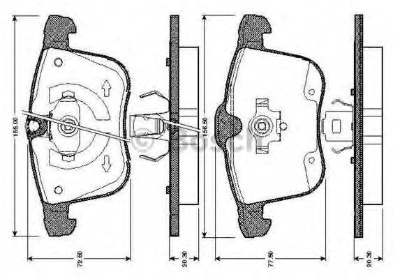 Комплект тормозных колодок, дисковый тормоз BOSCH 0 986 TB2 867