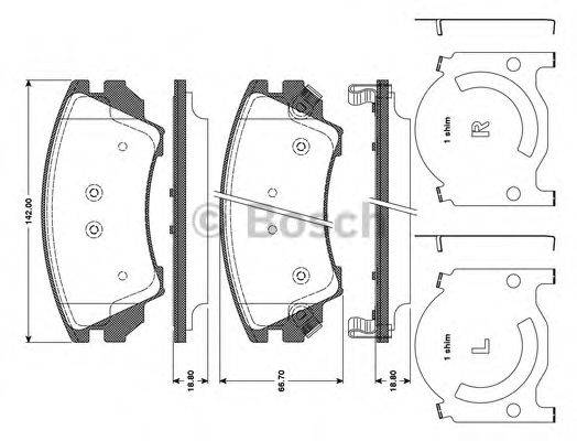 Комплект тормозных колодок, дисковый тормоз BOSCH 0 986 TB3 107
