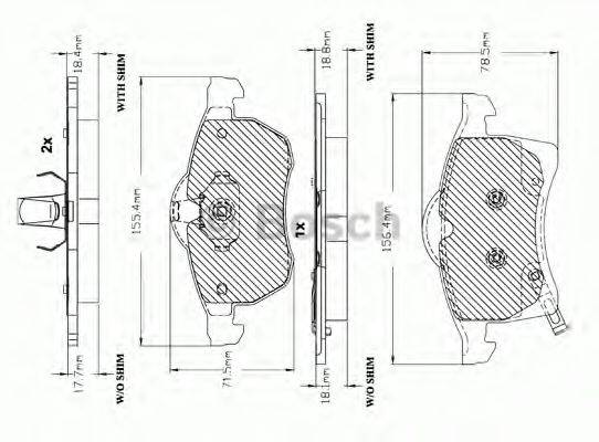 Комплект тормозных колодок, дисковый тормоз BOSCH F 03A 150 012