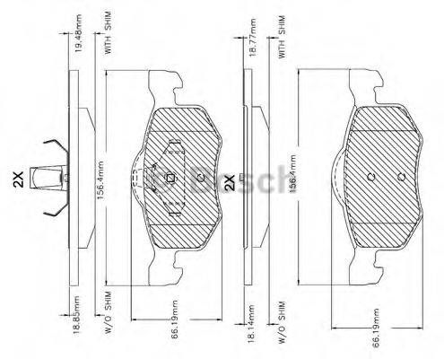 Комплект тормозных колодок, дисковый тормоз BOSCH F 03B 150 080