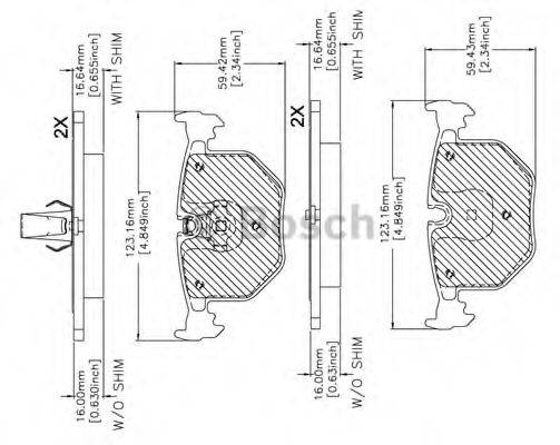 Комплект тормозных колодок, дисковый тормоз BOSCH F 03B 150 262