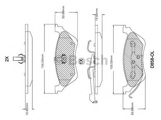 Комплект тормозных колодок, дисковый тормоз BOSCH F 03B 150 303