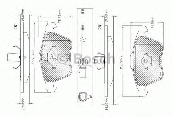 Комплект тормозных колодок, дисковый тормоз BOSCH F 03B 150 365